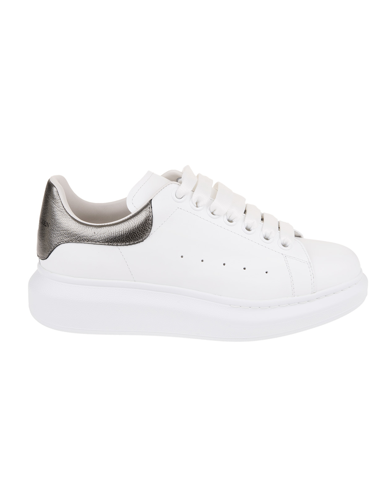 White Oversized Sneakers With Metallic Dark Grey Spoiler